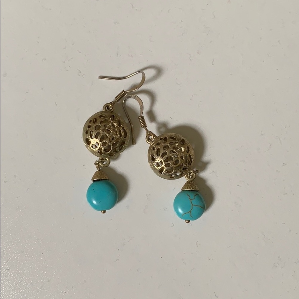 Gold and turquoise earrings